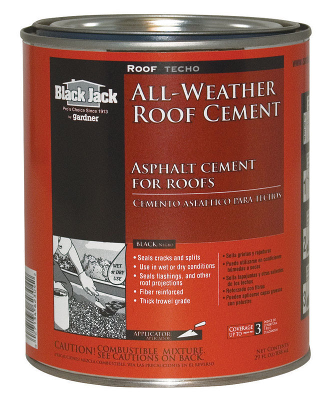 BLACK JACK  BLACK  GLOSS  PATCHING CEMENT  ALL-WEATHER ROOF CEMENT  1 GAL.