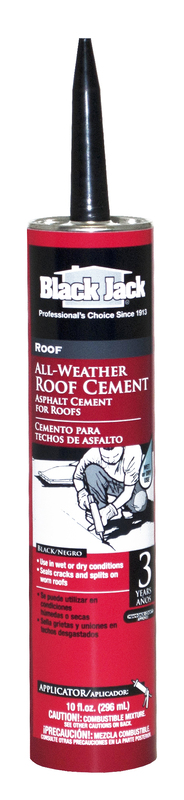 BLACK JACK  BLACK  GLOSS  PATCHING CEMENT  WET/DRY SURFACE ROOF CEMENT  10 OZ.