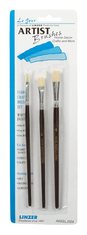 LINZER  NO. 0 2 4  WHITE CHINA BRISTLE  ARTIST PAINT BRUSH SET  FLAT