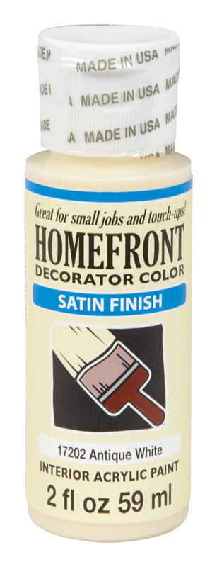 HOMEFRONT  DECORATOR COLOR  ANTIQUE WHITE  SATIN  HOBBY PAINT  2 OZ. ACRYLIC LATEX