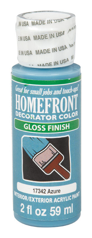 HOMEFRONT  DECORATOR COLOR  AZURE  HOBBY PAINT  2 OZ. ACRYLIC LATEX  GLOSS