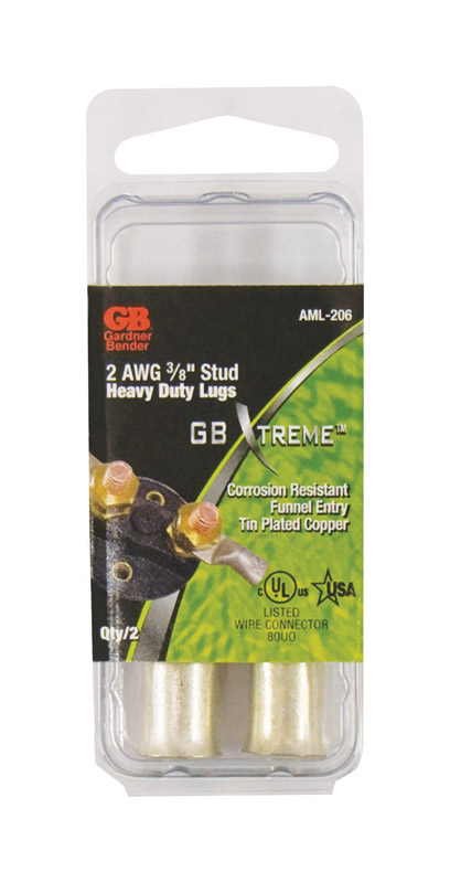 GARDNER BENDER TERMINAL ELECTRICA TIPO LENGÜETA PARA USO RUDO  PARA CABLE 2 AWG  Y TUERCAS DE 3/8 DE PULGADA  2 PZS AML-206