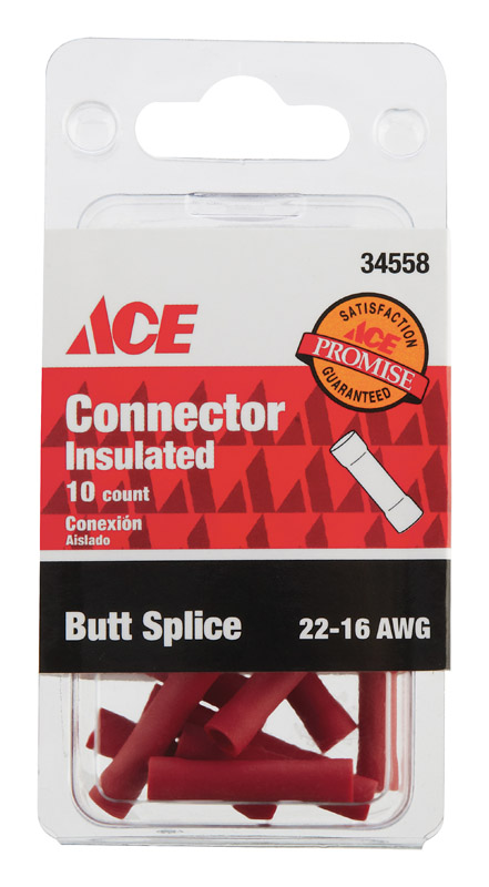 ACE CONECTOR AISLADO PARA CABLE 22 - 16 AWG COLOR ROJO  PAQUETE DE 10 PZS 34558