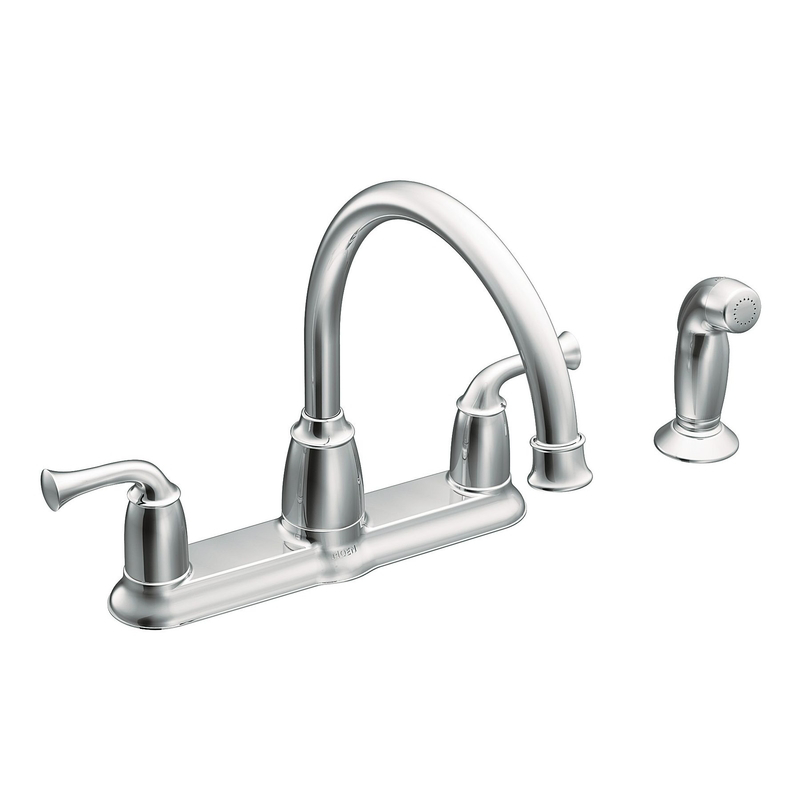 MOEN BANBURY GRIFO PARA COCINA 2 MANOS CON ROCIANDOR INCLUIDO CROMADOCA87553