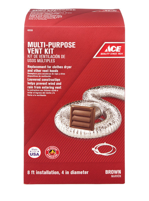 ACE KIT DE VENTILACION SECADORA CAFÉ FLEXIBLE 4 IN X 8 FT ACESK8BF