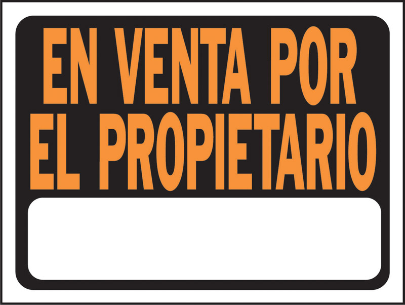 HY-KO LETRERO PLASTICO EN VENDA POR EL DUEÑO 9 IN X 12 IN NARANJA/ NEGRO3112