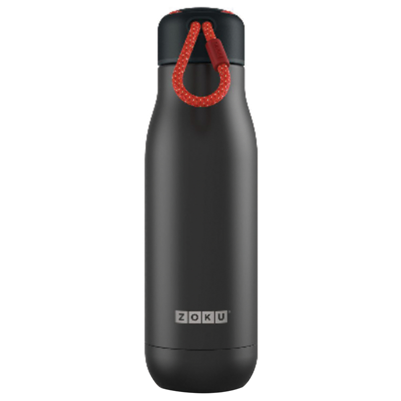 ZOKU BOTELLA PARA AGUA DE ACERO INOXIDABLE EN COLOR NEGRO CON CAPACIDAD DE 18 OZ ZK142-BLK