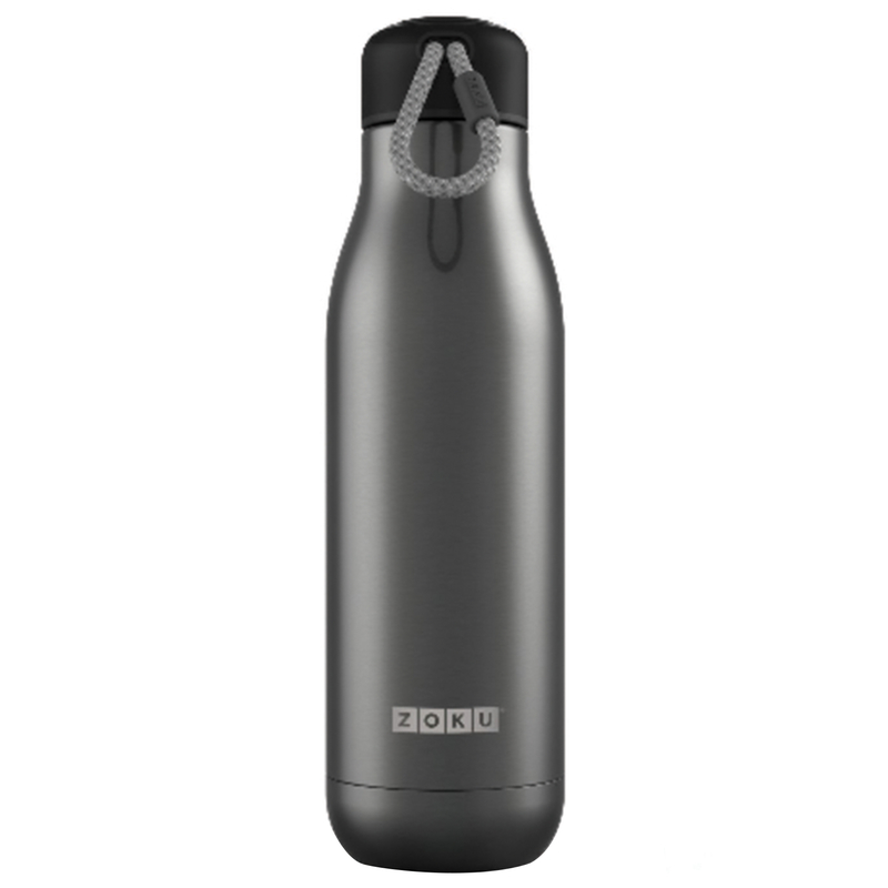 ZOKU BOTELLA PARA AGUA DE ACERO INOXIDABLE EN COLOR GRIS CON CAPACIDAD DE 25 OZ ZK143-GM