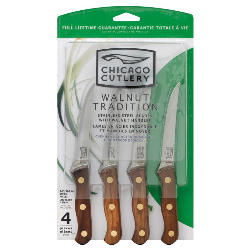 CHICAGO CUTLERY CUCHILLOS PARA CARNE 4 IN ACERO INOXIDABLE 4 PZ B144