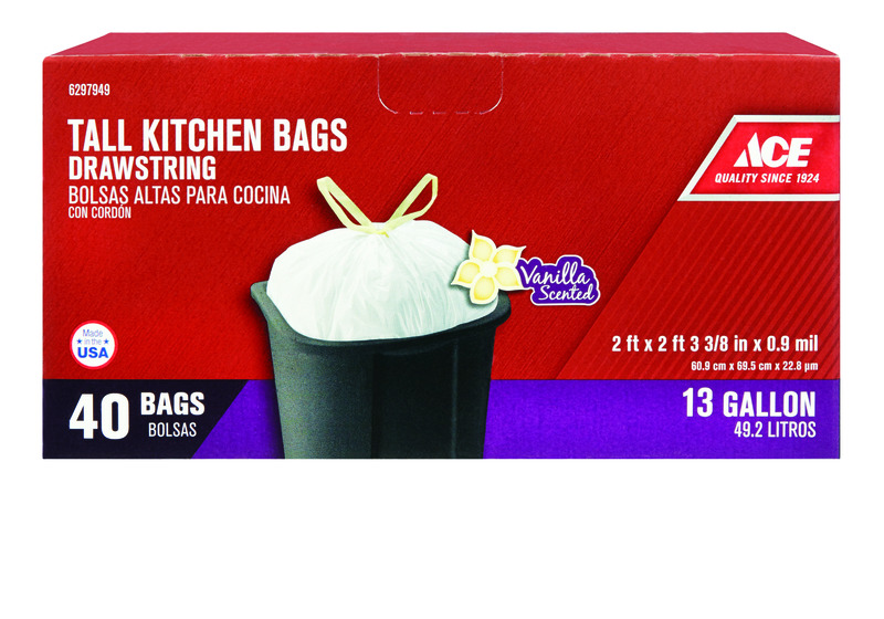 ACE BOLSA BASURA PARA COCINA CON CORDON 13GL 40PZ 1323943