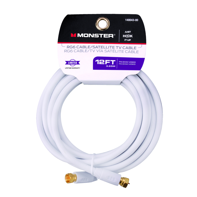 MONSTER CABLE COAXIAL RG6 12ft BL 140043-00