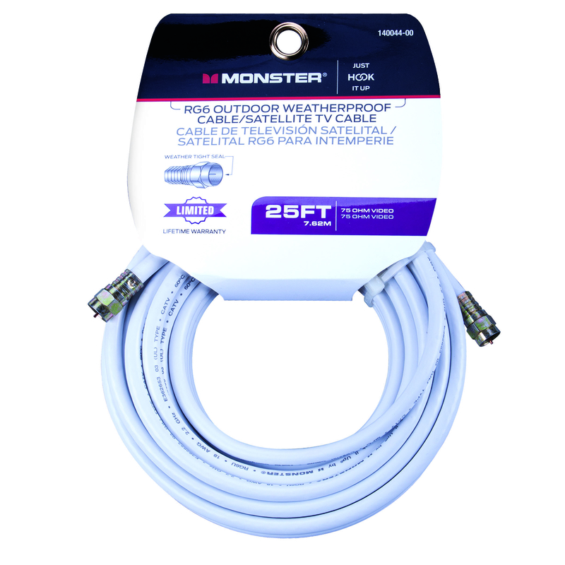 CABLE COAX RG6 25FT WHITE